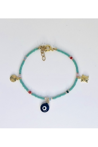 Bracelet Miyuki Oeil - Turquoise et Tortue JFZ - le petit lien de Paris