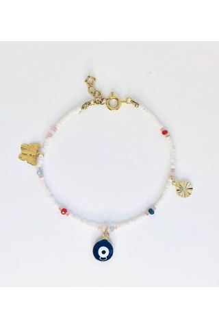 Bracelet Miyuki Oeil - Ivoire et Papillon JFZ - le petit lien de Paris