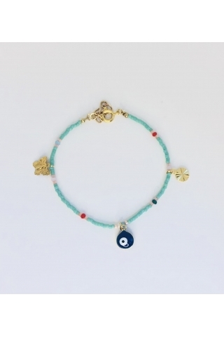 Bracelet Miyuki Oeil - Turquoise et Papillon JFZ - le petit lien de Paris