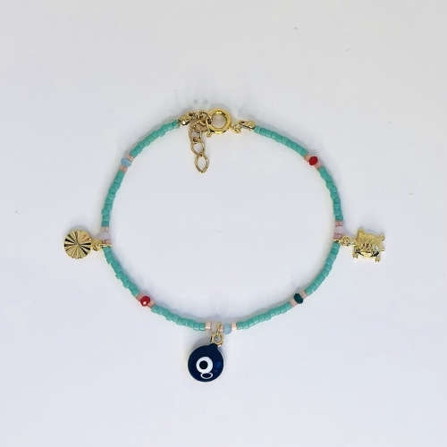 Bracelet Miyuki Oeil - Turquoise et Tortue - JFZ Bijoux