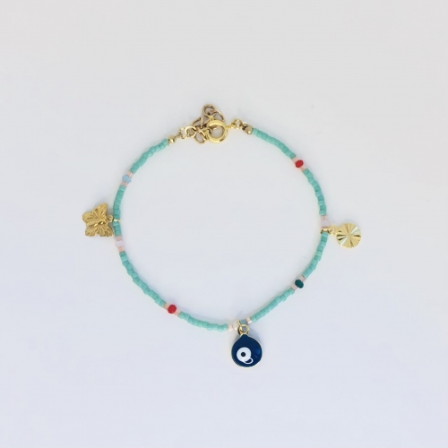 Bracelet Miyuki Oeil - Turquoise et Papillon - JFZ Bijoux