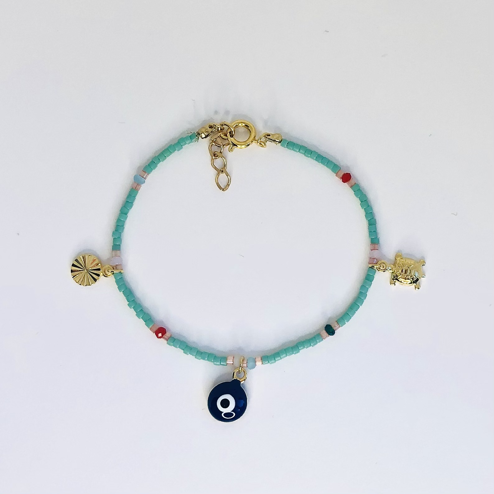 Bracelet Miyuki Oeil - Turquoise et Tortue  